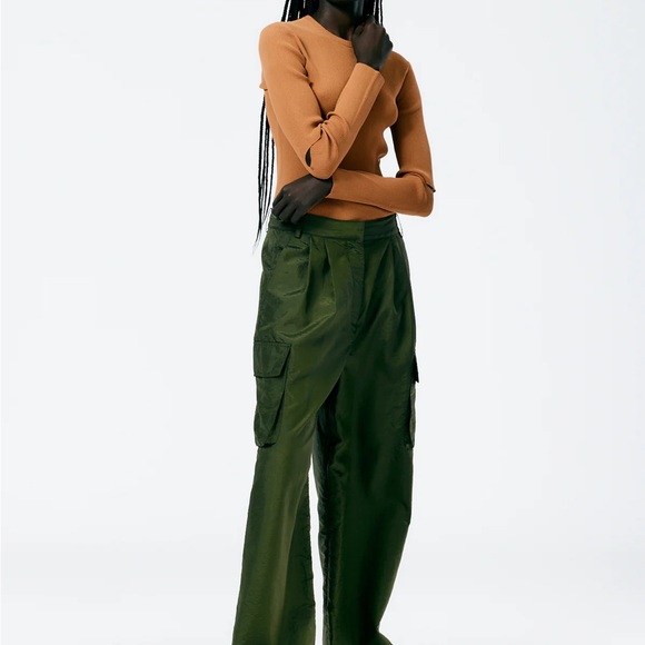 Tibi Pants - Tibi Stella Crispy Nylon Pleated Cargo Pant